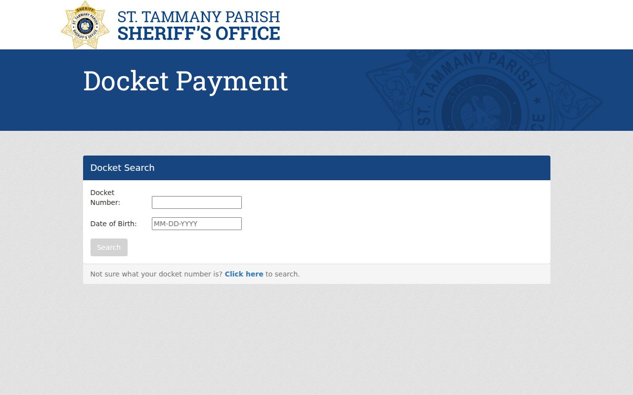 St. Tammany Parish warrant records court fine lookup by docket number and date of birth